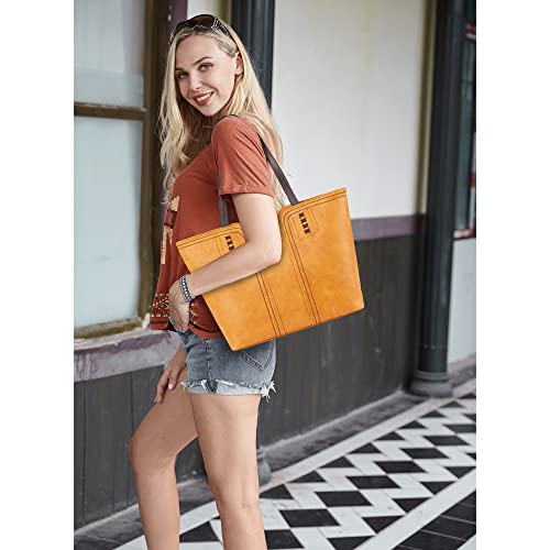 Montana West Tote Bag for Women Top Handle Satchel Purse Oversized Shoulder Handbag Hobo Bags Yellow Christmas Gift MWC-118YL For Discount