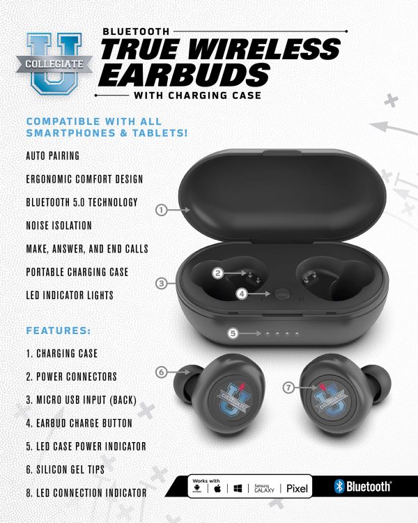 NCAA Georgia Bulldogs True Wireless Earbuds, Team Color Online Hot Sale