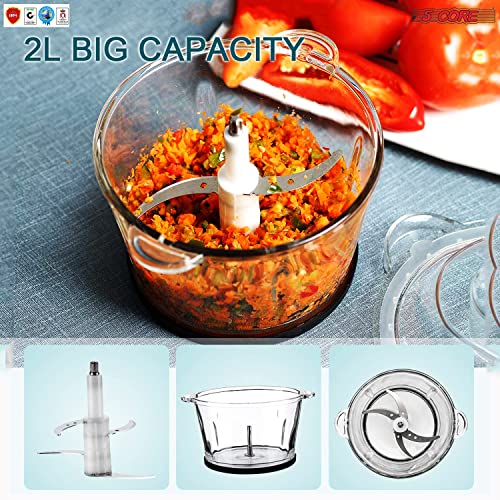 5 Core Food Processor 300W Motor, Electric Chopper Heavy Duty Meat Grinder 12 Cup 4 Titanium Blades, 2L Stainless Steel Bowl With 2 Speed for Vegetables Fruits Nuts Lean Ground Meat MG S SSB Online Sale