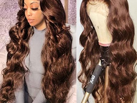 ALIGEGOUS Beaurocks Chocolate Brown 13x4 Lace Front Wigs Human Hair 30 Inch Brazilian Lace Frontal Wig for Black Women Body Wave Lace Front Wigs Human Hair Pre Plucked with Baby Hair 180 Density on Sale