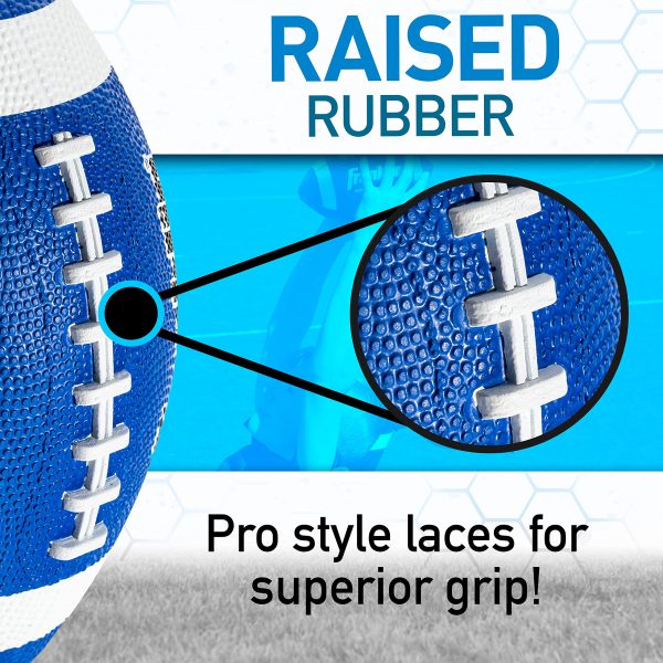 Franklin Sports Football - Grip-Rite 100 - Kids Junior Size - Youth Football - Durable Outdoor Rubber Football - Blue   White Fashion