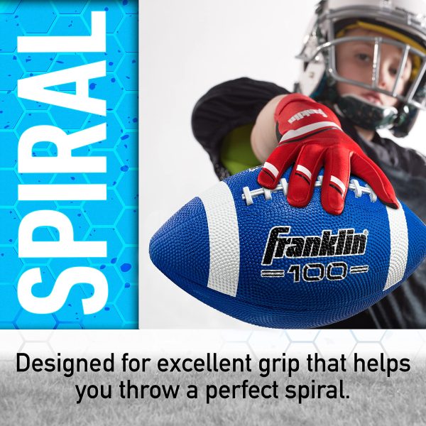 Franklin Sports Football - Grip-Rite 100 - Kids Junior Size - Youth Football - Durable Outdoor Rubber Football - Blue   White Fashion